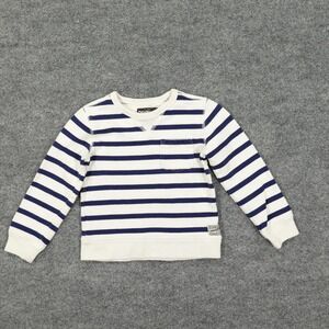 OshKosh B'gosh Sweatshirt Kids 4/5 White Navy Striped Pullover Crewneck Pocket